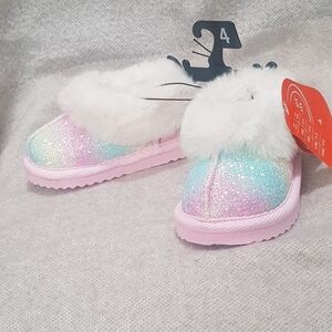 wonder nation Pastel Glitter Faux-Fur Kids Slippers - Pink, Blue, Purple